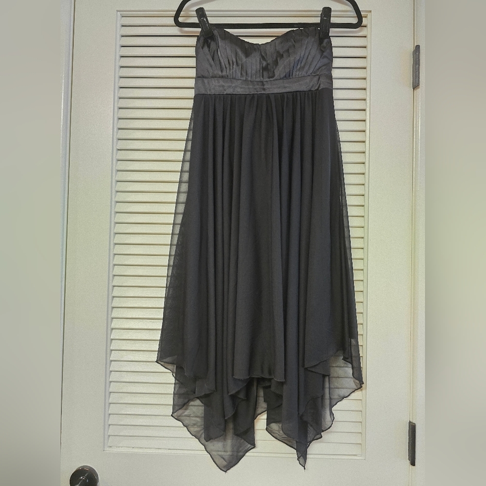 Trixxi - Girl's Black Evening Formal Sheer Strapless Handkerchief Dress W Lining